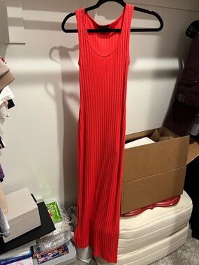 Derek Heart Tank Ribbed Maxi Dress - Coral pink